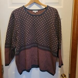 EUC NorthStyle Geo Star Border Sweater 100% Heavy Cotton Crew Neck Size 2XL